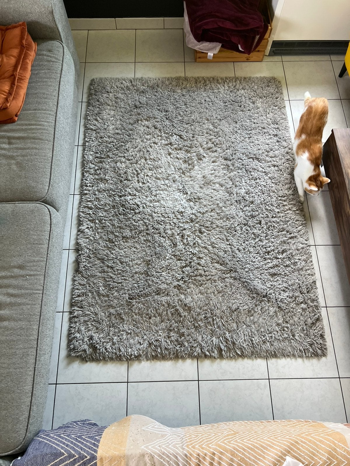 Tapis gris longs poils, Maison & Meubles, 150 à 200 cm, Gris, 100 à 150 cm, Enlèvement