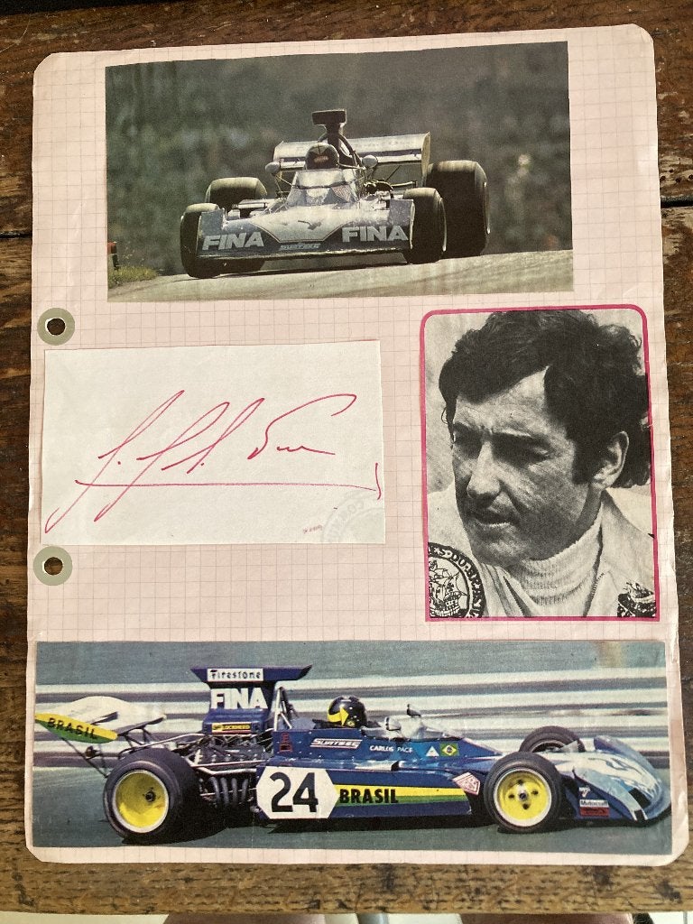 Signature CARLOS PACE (+1977) Formule 1 & Ferrari prototypes, Collections, Envoi, Utilisé, ForTwo