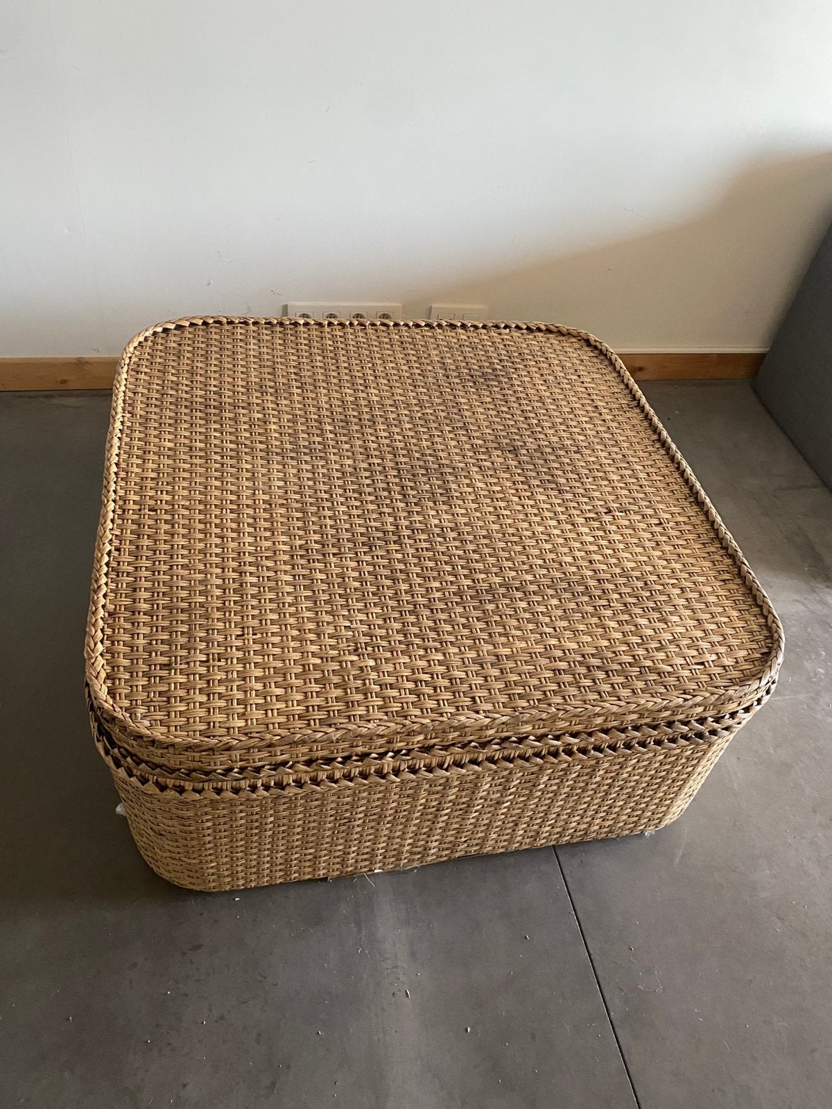 Grote Wicker Kussenbox / Opbergmand voor Tuinkussens, Ophalen, Zo goed als nieuw, Wicker, Hocker