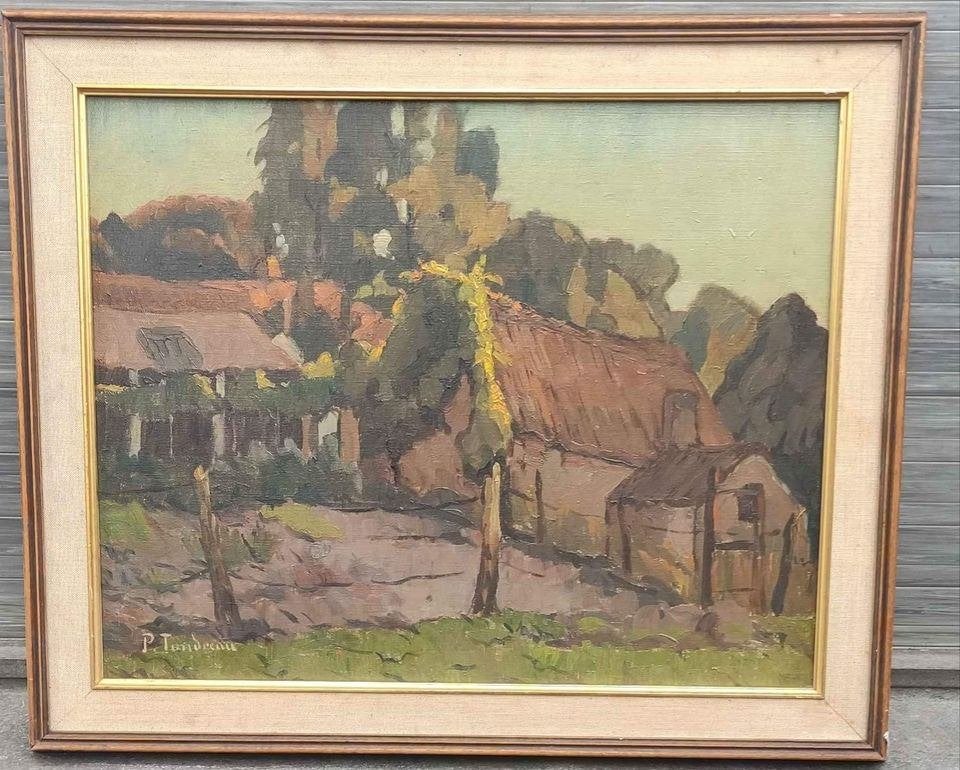 huile sur toile fermette signe paul tondreau, Enlèvement ou Envoi, Toile