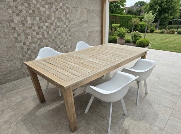 Prachtige Morati teakhouten tuinset + 4 designstoelen zgan, Ophalen, 4 zitplaatsen, Teakhout, Zo goed als nieuw