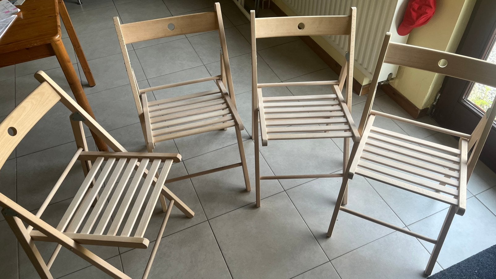 lot 4 chaises en bois pliante ikea, Maison & Meubles, Chaises, Autres couleurs, Enlèvement, Utilisé, Bois