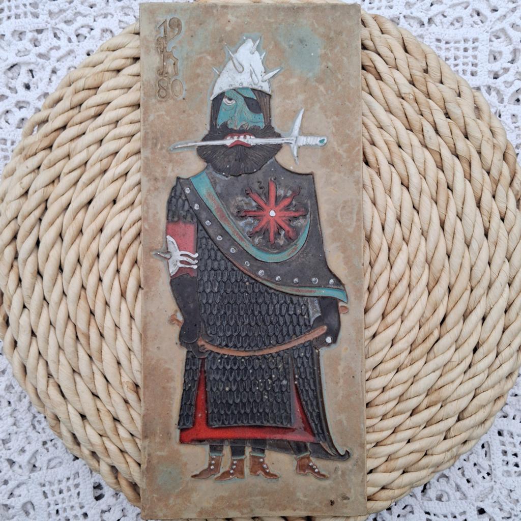 Vintage Keramische Wandtegel 'Spykeroen' - Arno Brys 1980, Antiek en Kunst, Ophalen of Verzenden