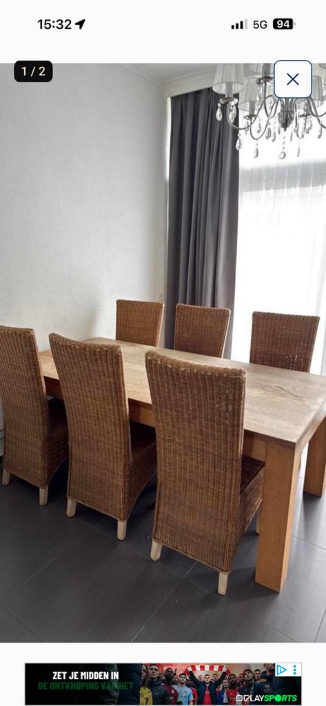 Eetafel met zes stoelen, Huis en Inrichting, Complete eetkamers, Ophalen, Gebruikt