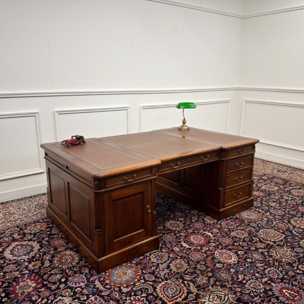Zeer Groot Klassiek Engels Chesterfield Bureau Partnerdesk, Enlèvement