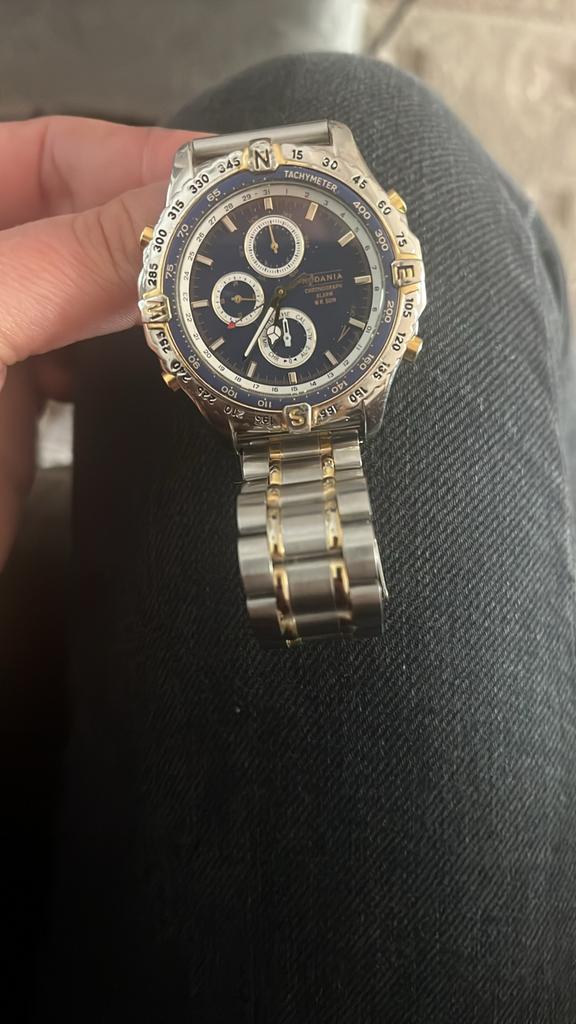 Rodania chronograaf, Handtassen en Accessoires, Horloges | Heren, Staal, Gebruikt, Staal, Polshorloge