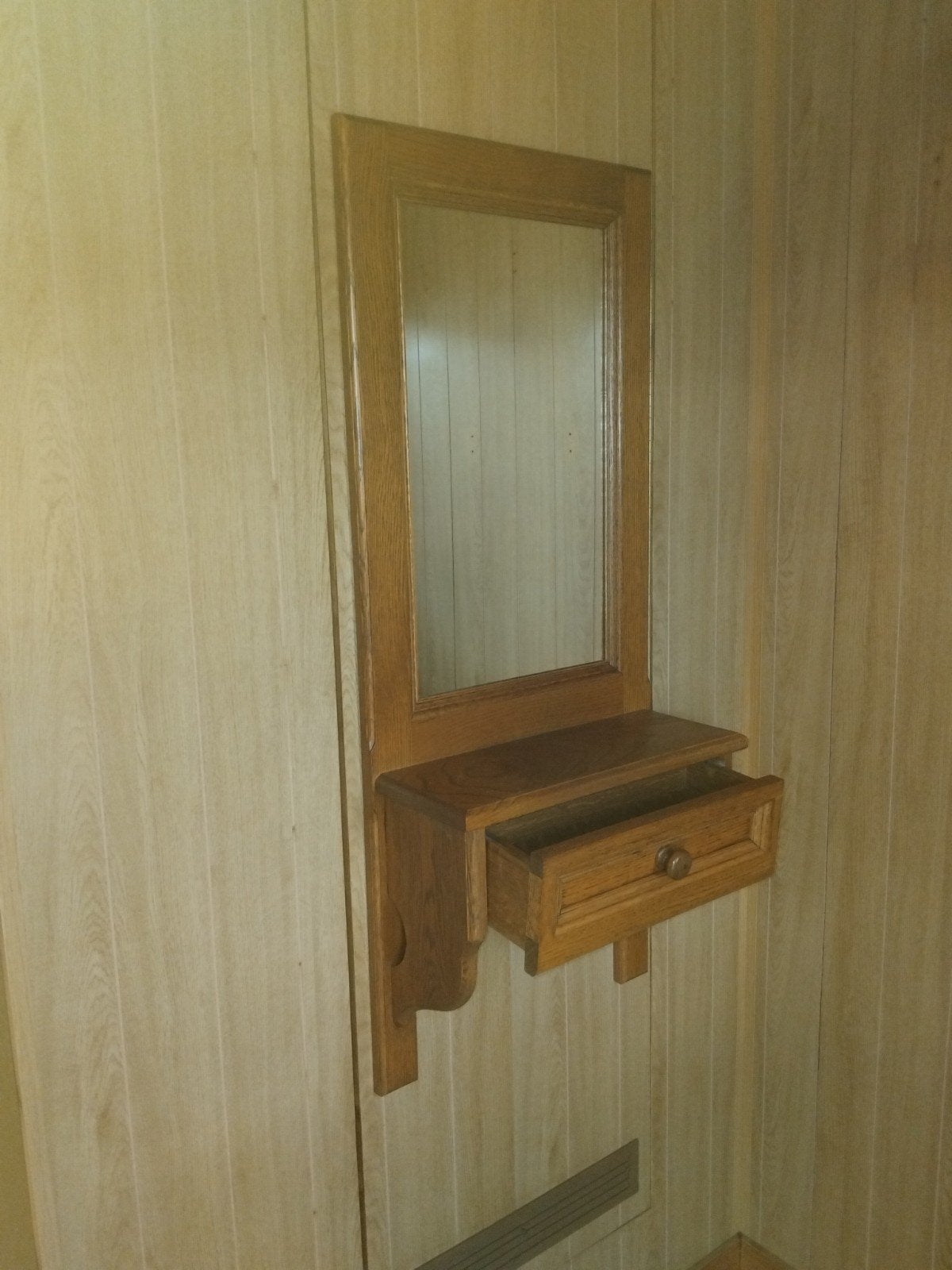 eikenhout spiegel met lade, Ophalen of Verzenden