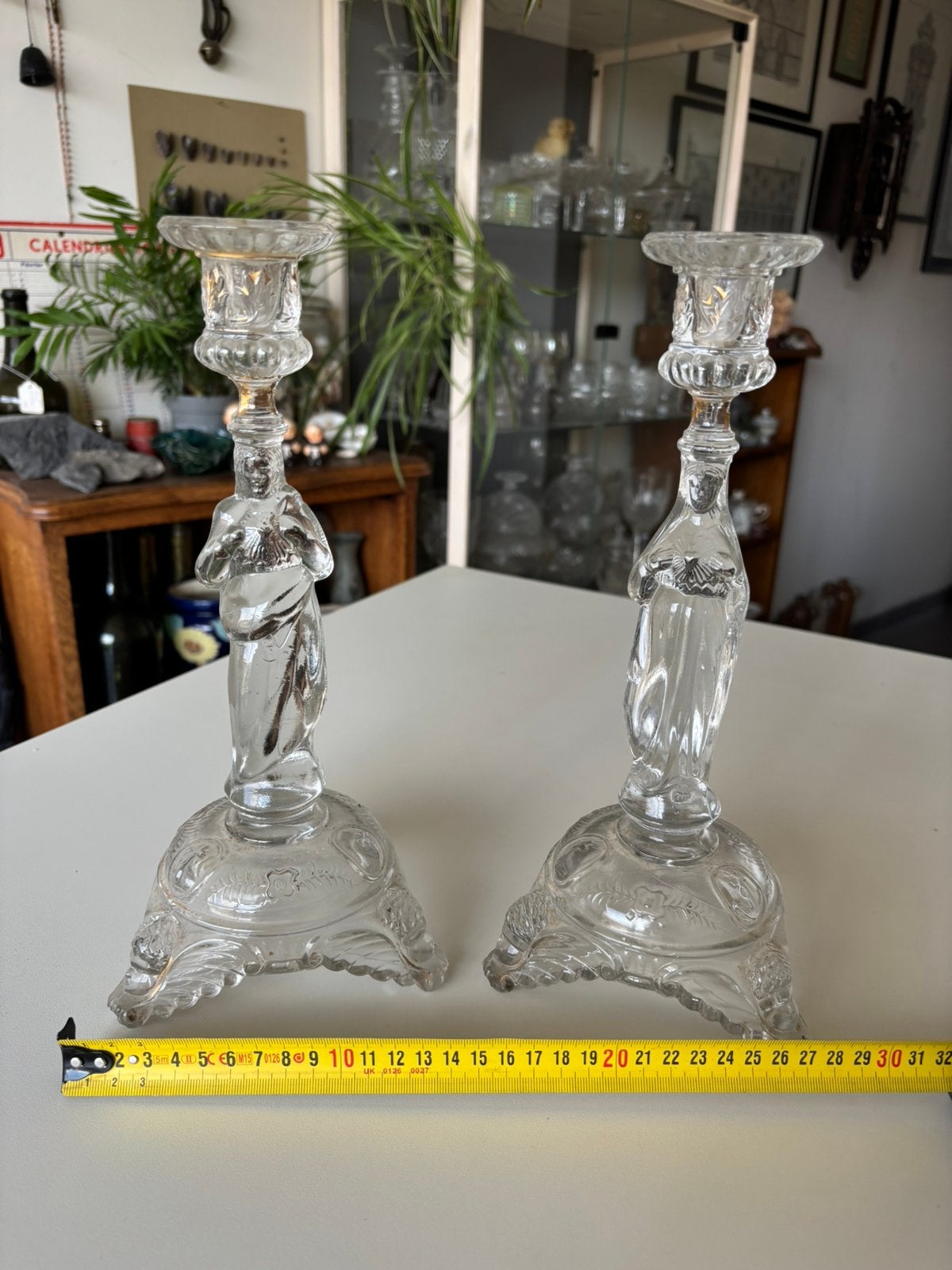 2 bougeoirs en verre signés Val Saint Lambert. Ensemble 40€, Enlèvement, Verre