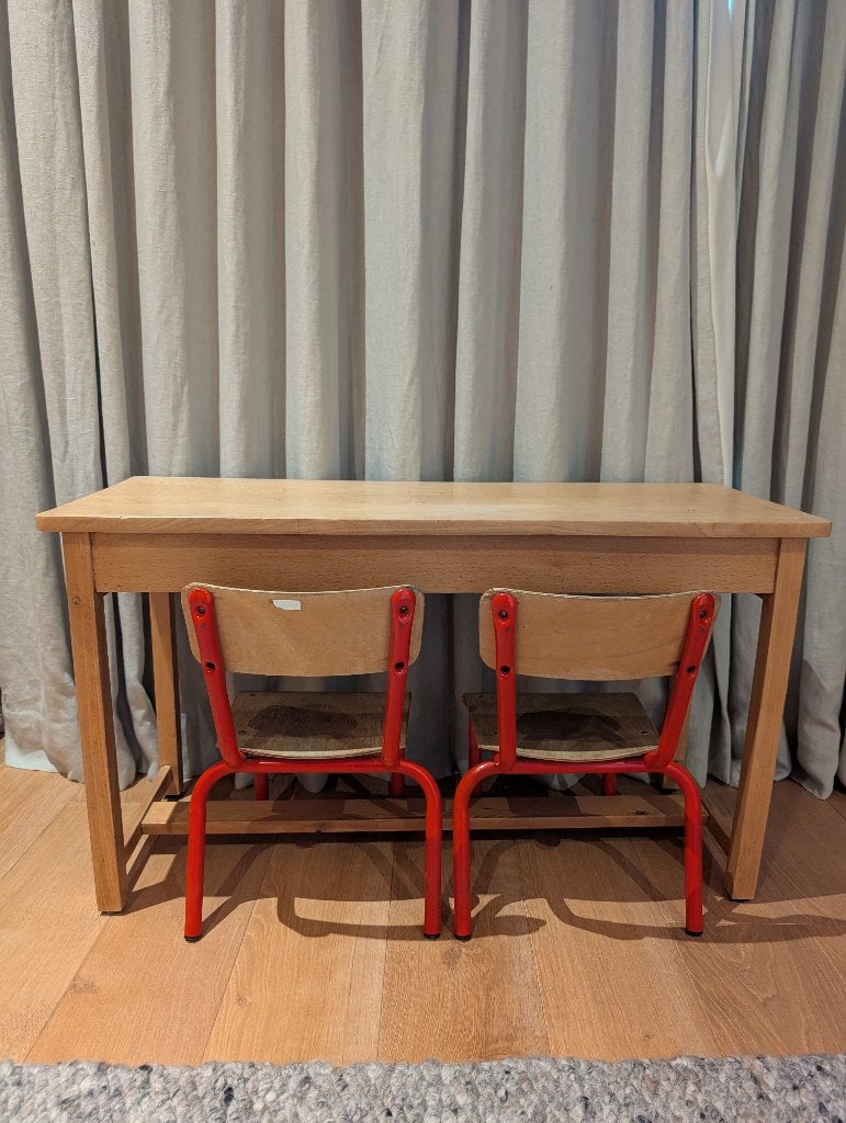 Vintage kinderbureau DOX, Maison & Meubles, Bureaux, Utilisé, Bureau enfant, Autres marques, Vintage, Bois, Brun, Avec tiroirs
