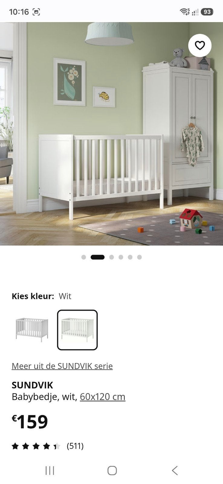 Ikea Sundvik babybedje met matras, Ophalen