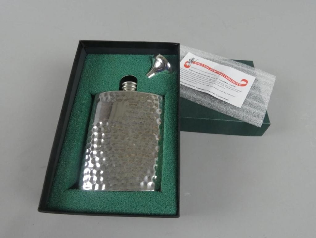 Luxe tinnen heupfles (hip flask) - English Pewter Company, Verzenden, Nieuw