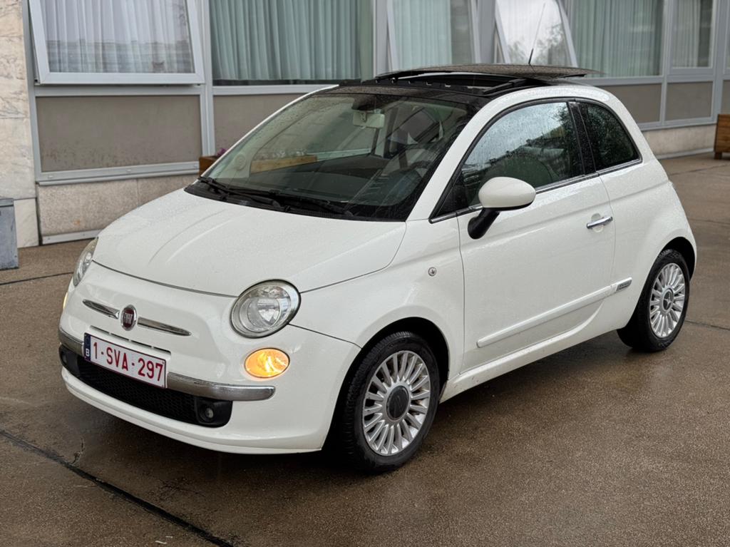 FIAT 500 LOUNGE! / OPEN DAK! / AUTOMAAT! / GEKEURD!, Auto's, Leder en Stof, Wit, Particulier, Stadsauto