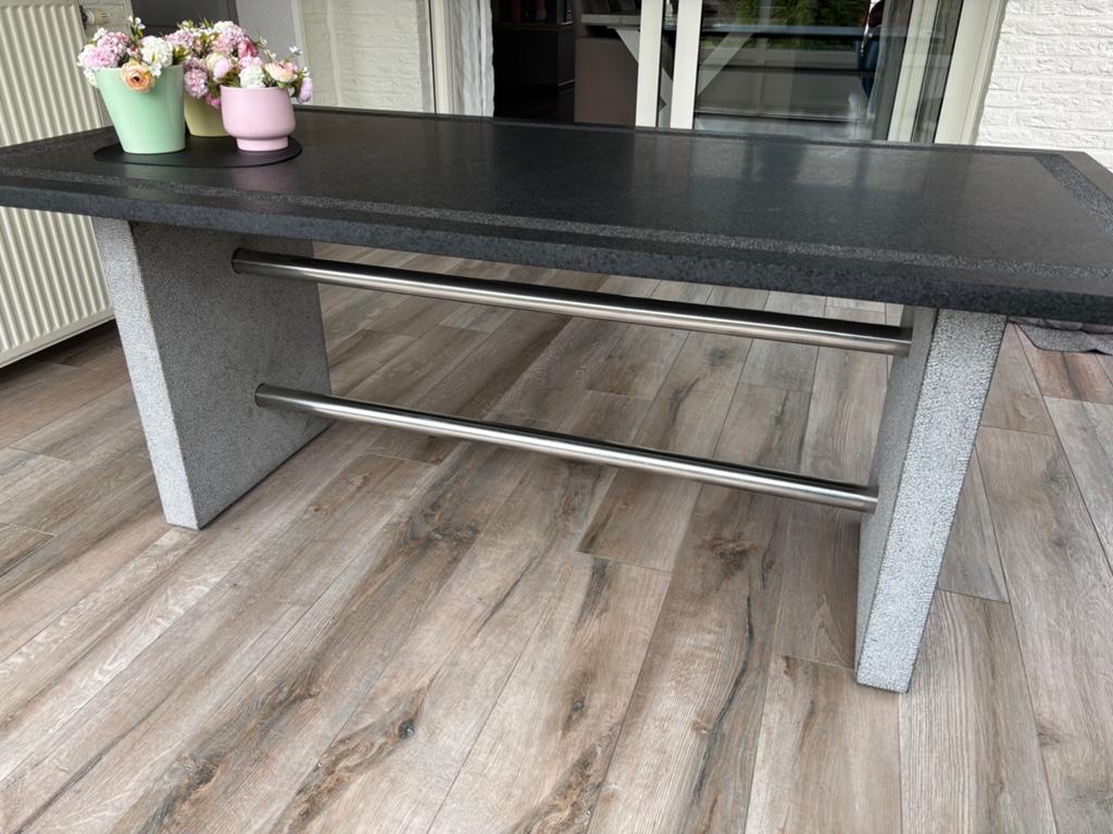 Luxe eet/tuintafel Gezoete Blauwe Hardsteen– 180x90 cm, Tuin en Terras, Ophalen, Zo goed als nieuw