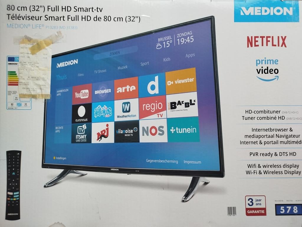 TV Medion 80cm, TV, Hi-fi & Vidéo, Enlèvement, Neuf, Full HD (1080p), Autres marques