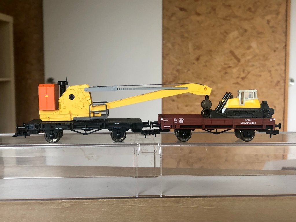 FLEISCHMANN DB GRUE AVEC SON WAGON ET BULLDOZER HO, Envoi, Utilisé, Wagon, Fleischmann