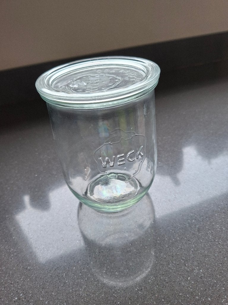 Steriliseerbokalen WECK 1 liter, Maison & Meubles, Cuisine | Casseroles & Poêles, Enlèvement, Utilisé, Avec couvercle, Verre