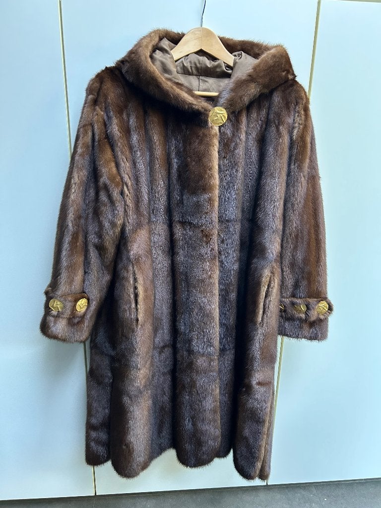 Manteau en vison YSL, Taille 42/44 (L), Comme neuf, Brun, Enlèvement