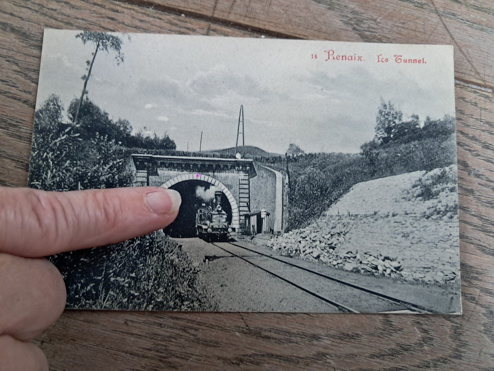 Oude beschreven pk, Ronse, spoorwegtunnel met stoomtrein, Verzamelen, Ophalen of Verzenden