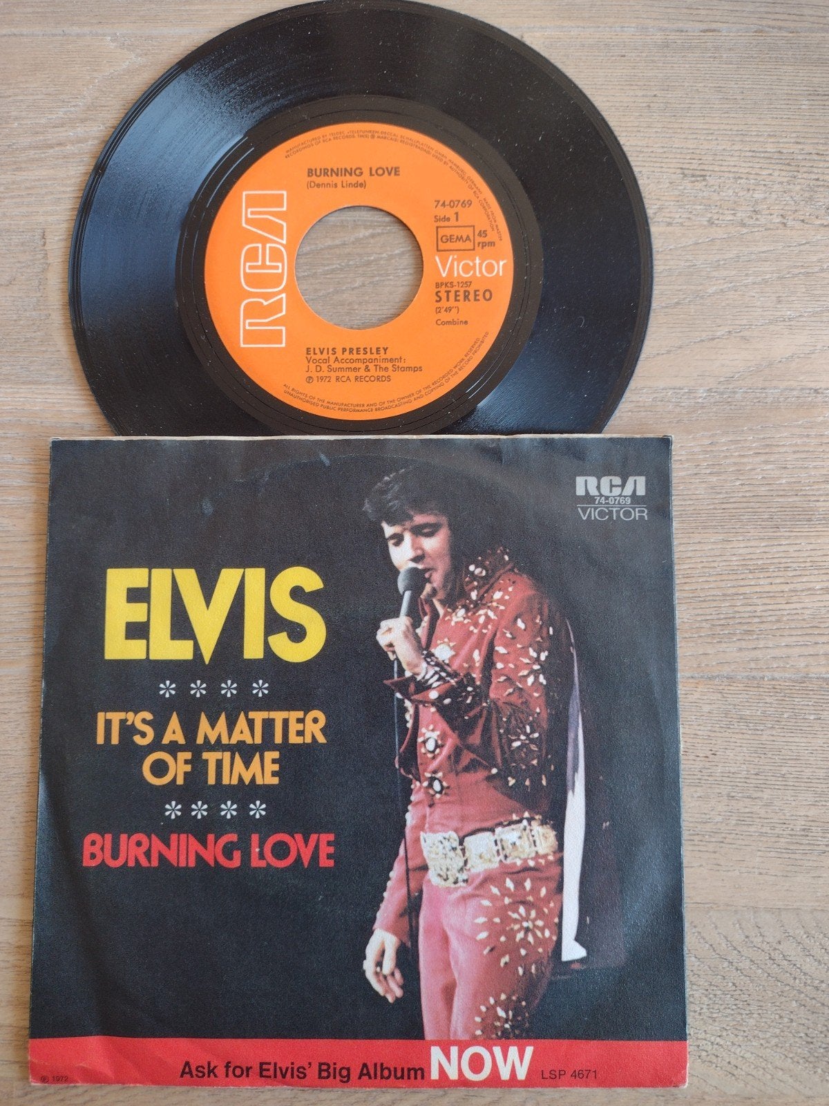 Single vinyle  ELVIS PRESLEY : BURNING LOVE (1972), Enlèvement ou Envoi, 7 inch, Comme neuf, Pop
