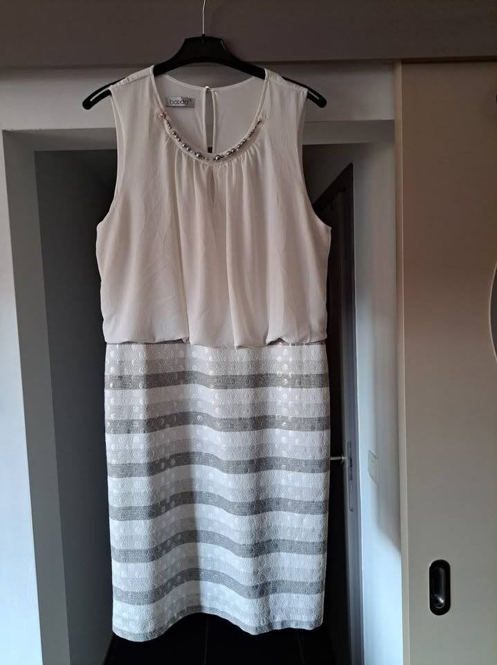 Batida, jurk in wit/creme/zilver/grijs, mt 6 (46), Wit, Maat 46/48 (XL) of groter, Ophalen of Verzenden, Zo goed als nieuw