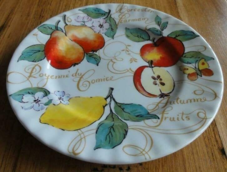 Roy Kirkham , Morello bordje, appel, peer, citroen & vlinder, Assiettes(s), -, Comme neuf, Autres styles