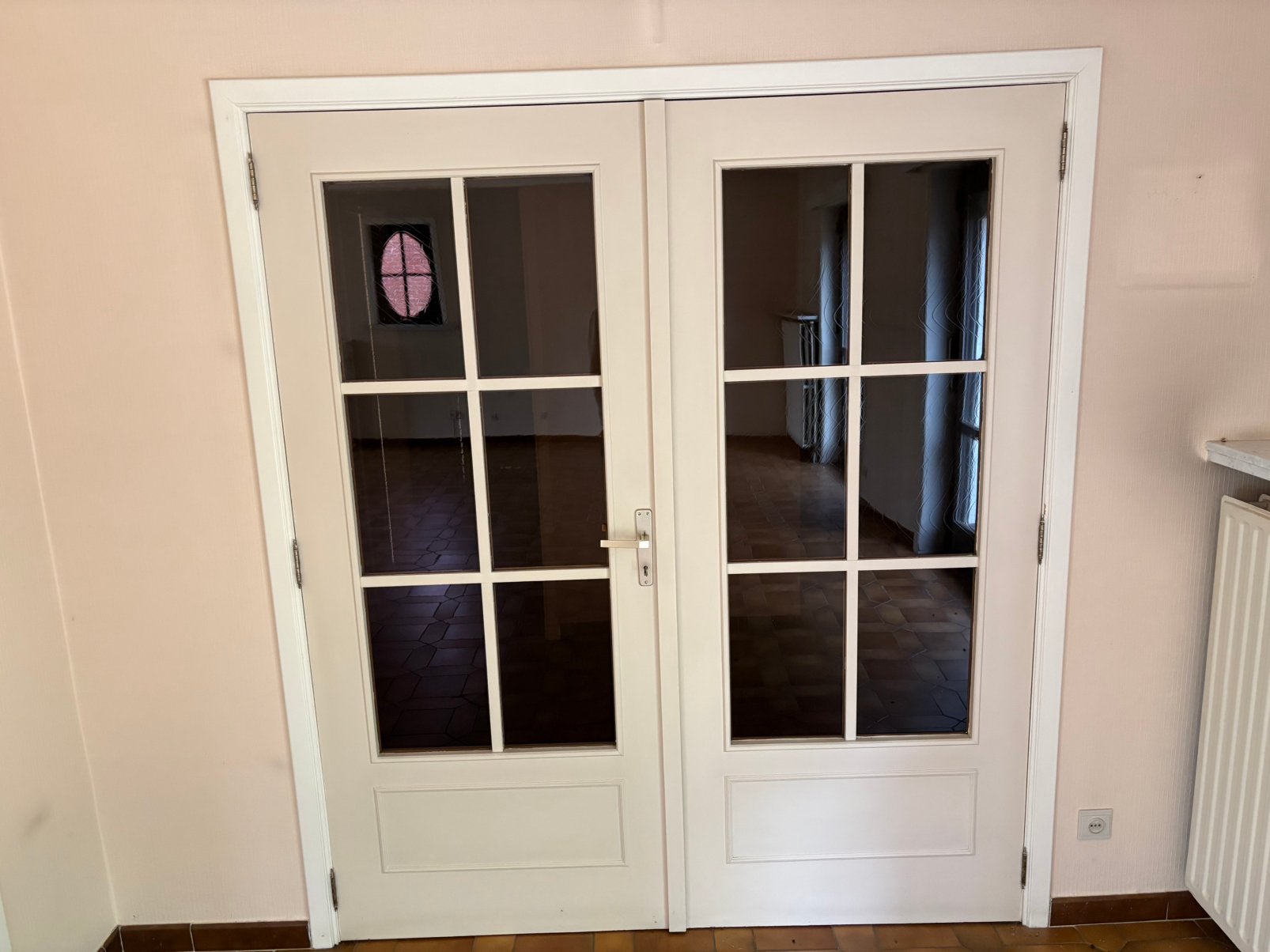 Dubbele houten binnendeur met glas, Doe-het-zelf en Bouw, Deuren en Vliegenramen, Ophalen, Glas, Binnendeur
