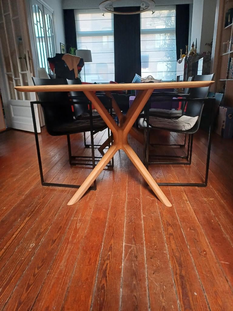 Eettafel, Huis en Inrichting, Tafels | Eettafels, Ophalen, 100 tot 150 cm, Eikenhout, Nieuw