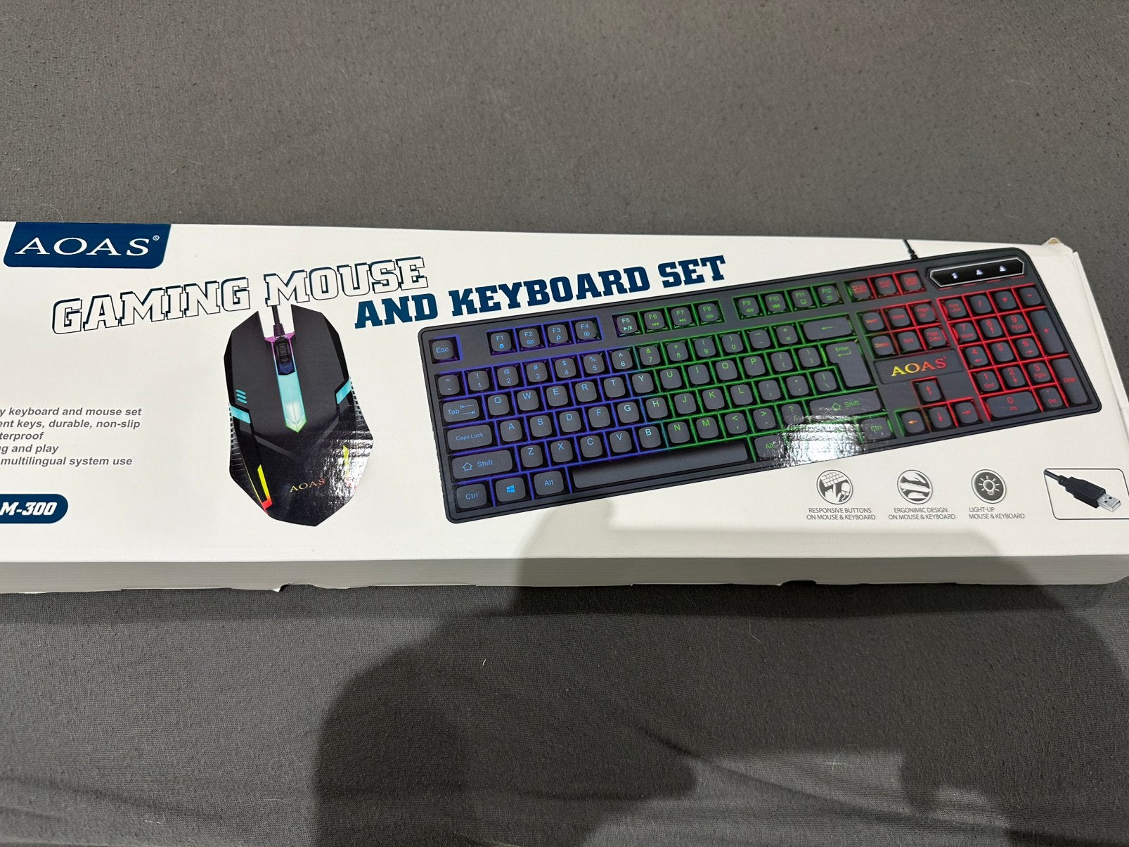Kit clavier souris gaming RGB, Informatique & Logiciels, Ensemble clavier et souris, Comme neuf, Enlèvement, Qwerty