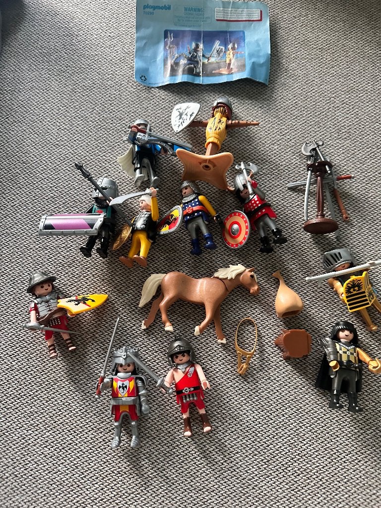 Grote Playmobil ridder-/middeleeuwen set met 10 figuren, Gebruikt, Losse onderdelen, Figuren, Historisch
