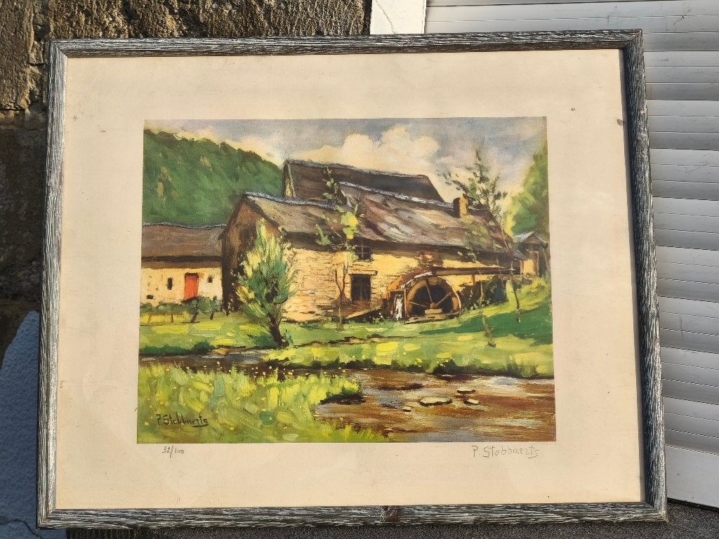 lithographie signe pieter stobbaerts, Antiek en Kunst, Ophalen of Verzenden, Lithografie