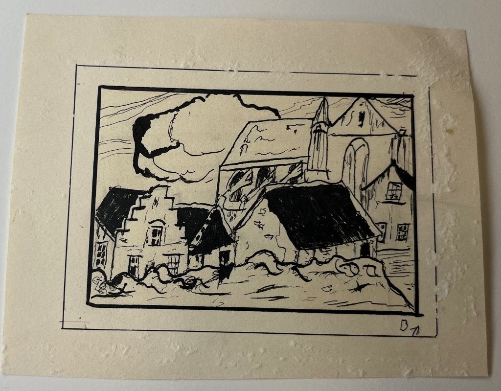 Originele kleine pentekening / proefdruk –  20e eeuw, Antiek en Kunst, Kunst | Tekeningen en Fotografie, Tekening, Potloodtekening