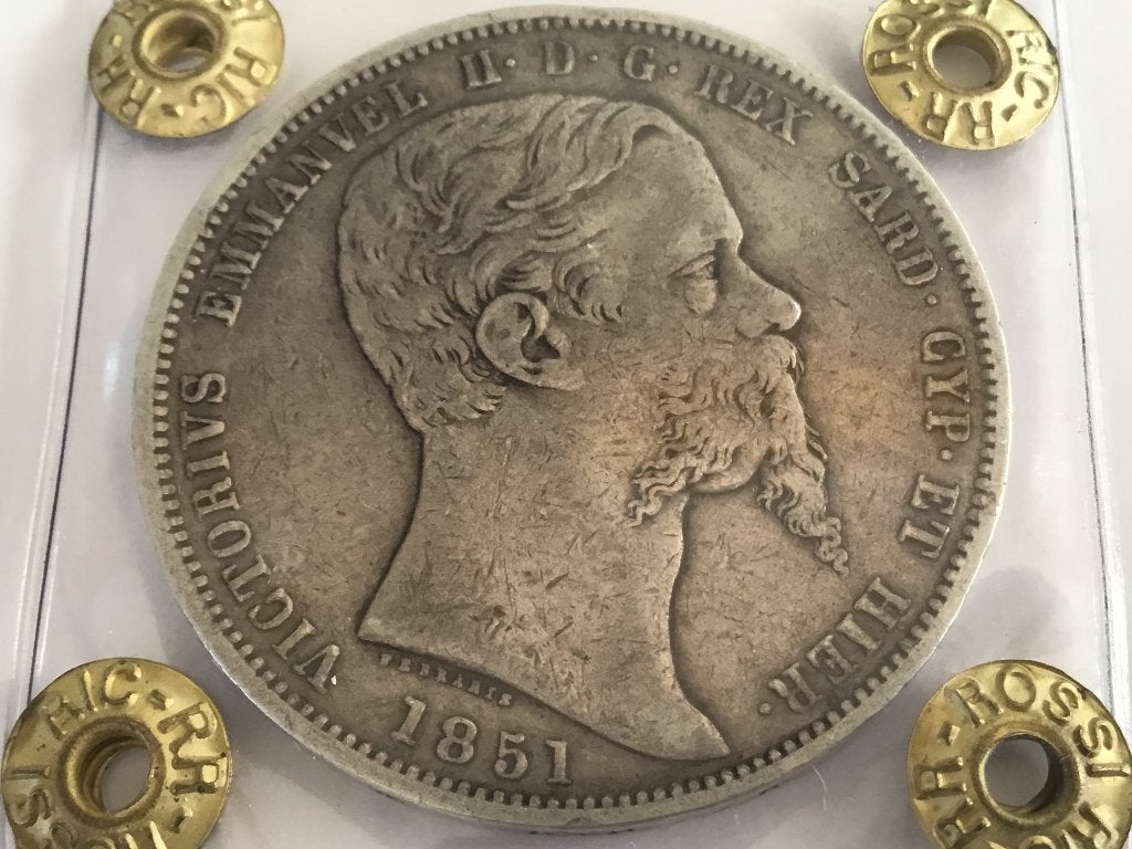 5 lire 1851 zilver Vittorio Emanuele II, Postzegels en Munten, Munten | Europa | Niet-Euromunten, Ophalen of Verzenden, Italië