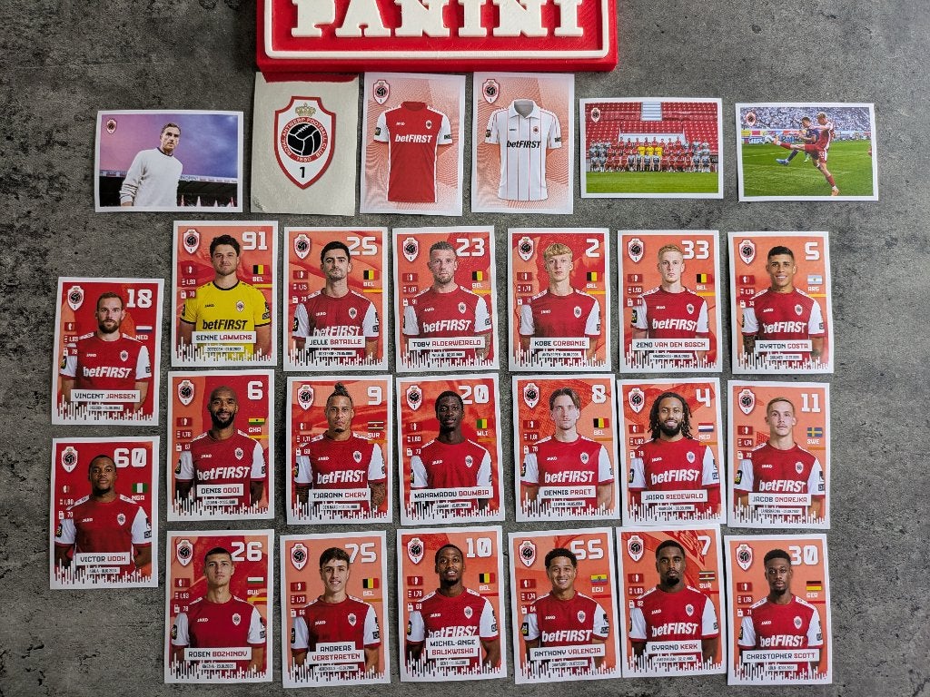 Lot de 26 autocollants PANINI FOOTBALL 2024/25 FC ANTWERP, Envoi, Neuf