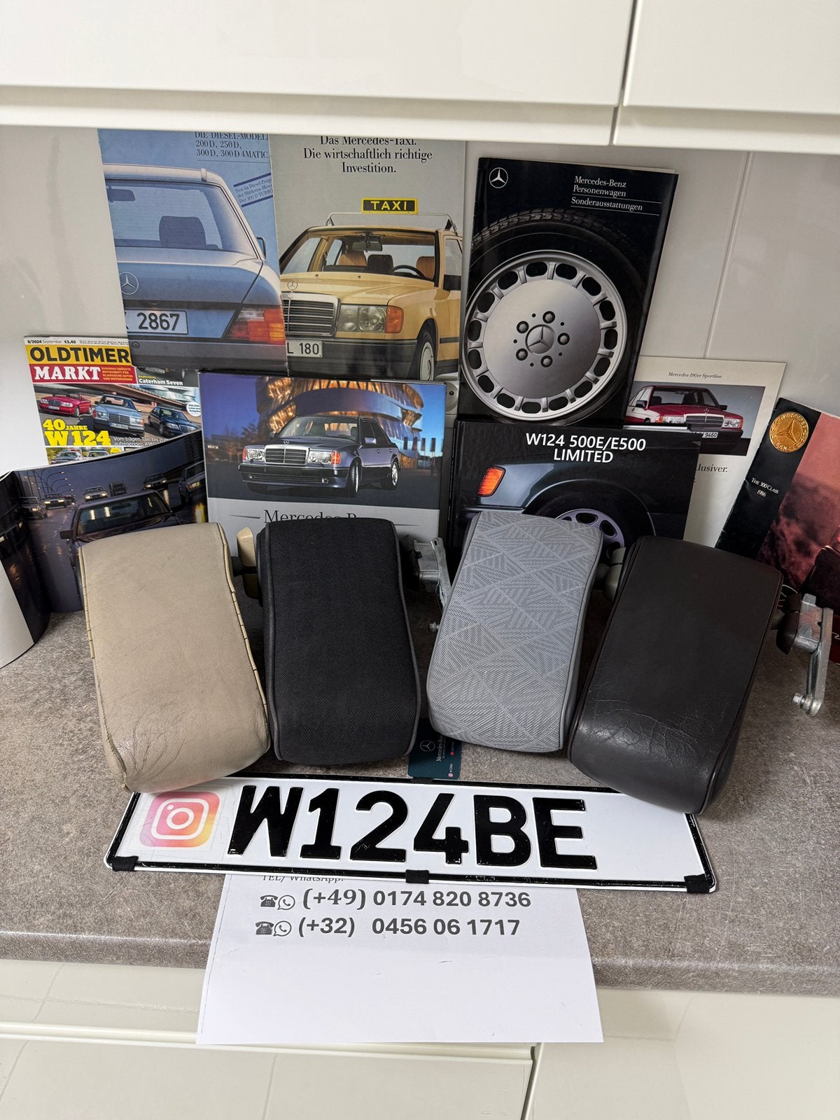 Mercedes w124 accoudoir armsteun beige gris grijs, Auto-onderdelen, Ophalen of Verzenden