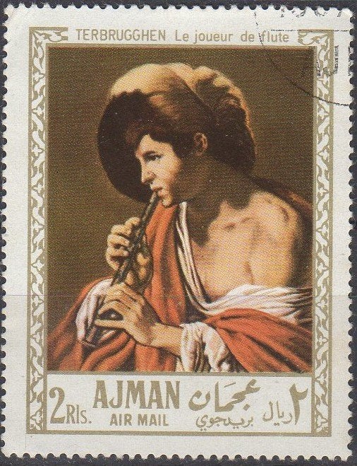Ajman - " Jongen met blokfluit" -Hendrick Jansz ter Brugghen, Verzenden, Gestempeld