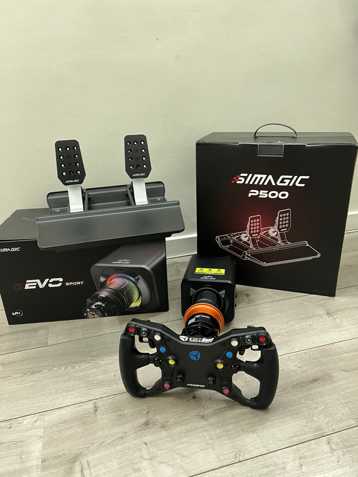 Simagic evo sport + Cube controls F core + Simagic p500, Computers en Software, Ophalen of Verzenden, Zo goed als nieuw