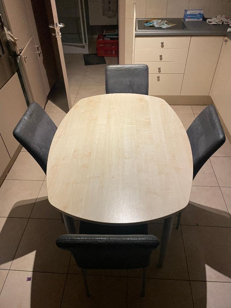 table avec 4 chaises, Maison & Meubles, 100 à 150 cm, Quatre personnes, Enlèvement, Utilisé