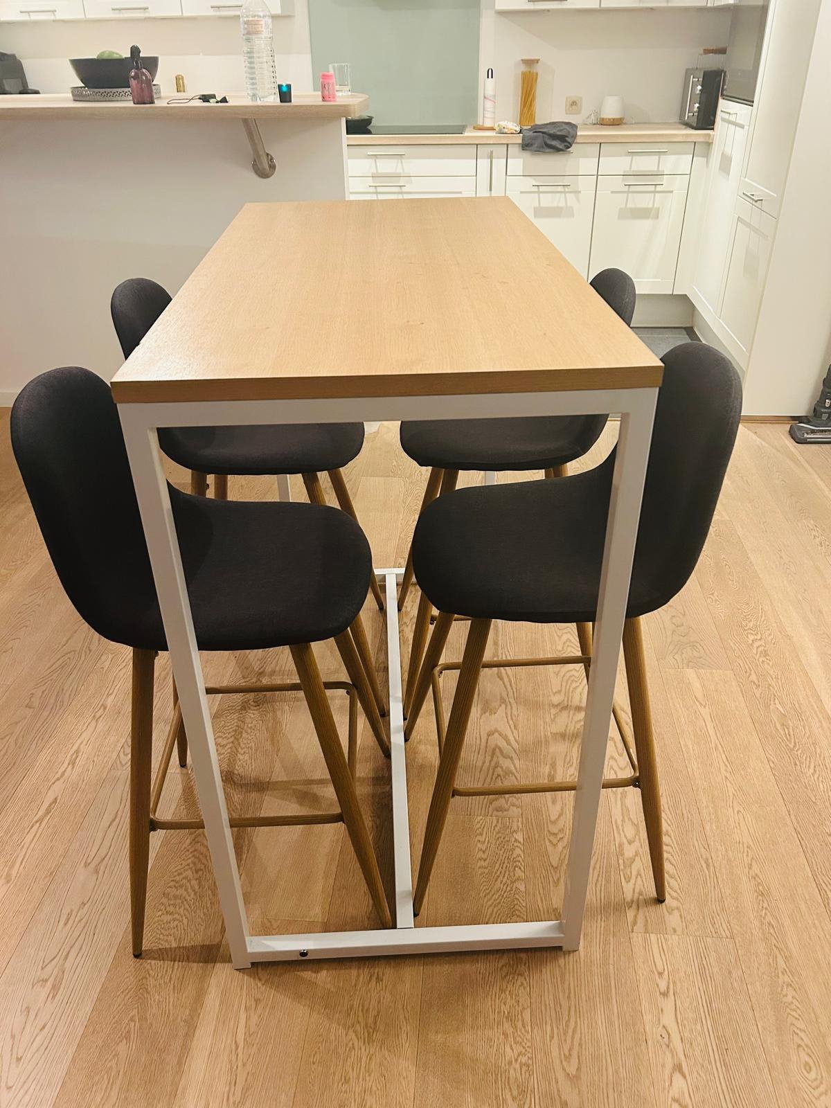 Hoge tafel - Maison du Monde + 4 stoelen - Zeer goede staat, Ophalen, Nieuw, Vier personen, Rechthoekig