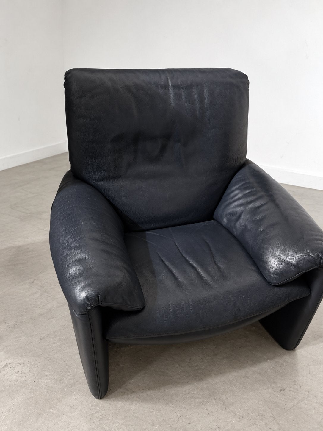 Leolux Cadura fauteuil-Axel Enthoven/blauwgrijs leder-Design, Ophalen, Gebruikt, Leer, Vintage design 1990's