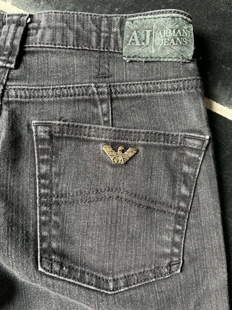 Armani Jeans Grijze Denim Broek – Maat 27 (W27) – Recht, Armani, Zwart, Ophalen of Verzenden, Zo goed als nieuw