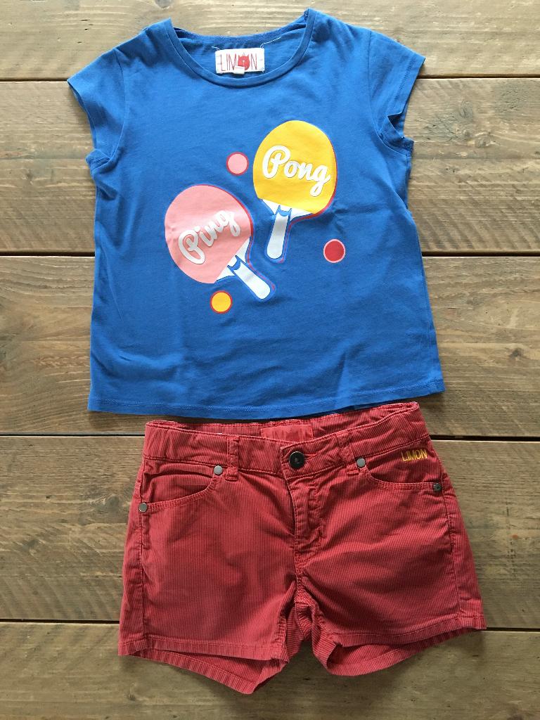 LIMON, short en ping pong t-shirt 116, Kinderen en Baby's, Kinderkleding | Maat 116, Meisje, Broek, Ophalen of Verzenden