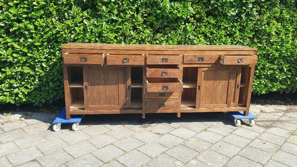 grote vintage teak dressoir toonbank kast, Huis en Inrichting, Ophalen, Gebruikt, Met lade(s)