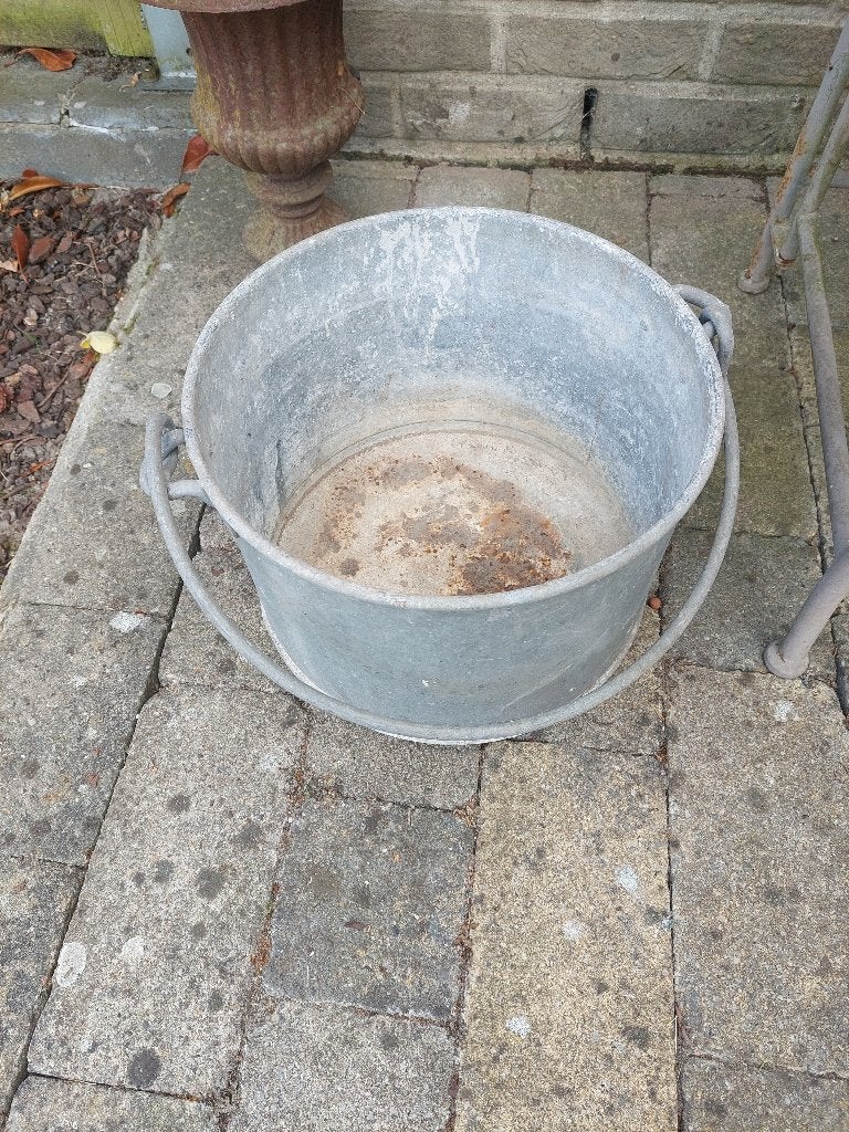 zinken ronde draagbare ketel, teil, Tuin en Terras, Bloembakken en Plantenbakken, Ophalen, Gebruikt, Minder dan 30 cm, Rond