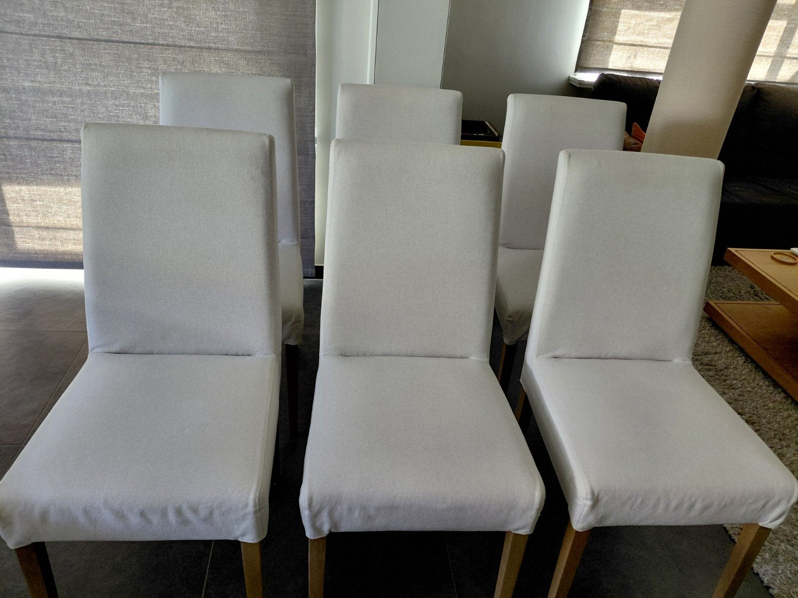 6 chaises de salle à manger Mobitec, assise en tissu, pieds, Landelijk modern, Autres couleurs, Comme neuf, Enlèvement