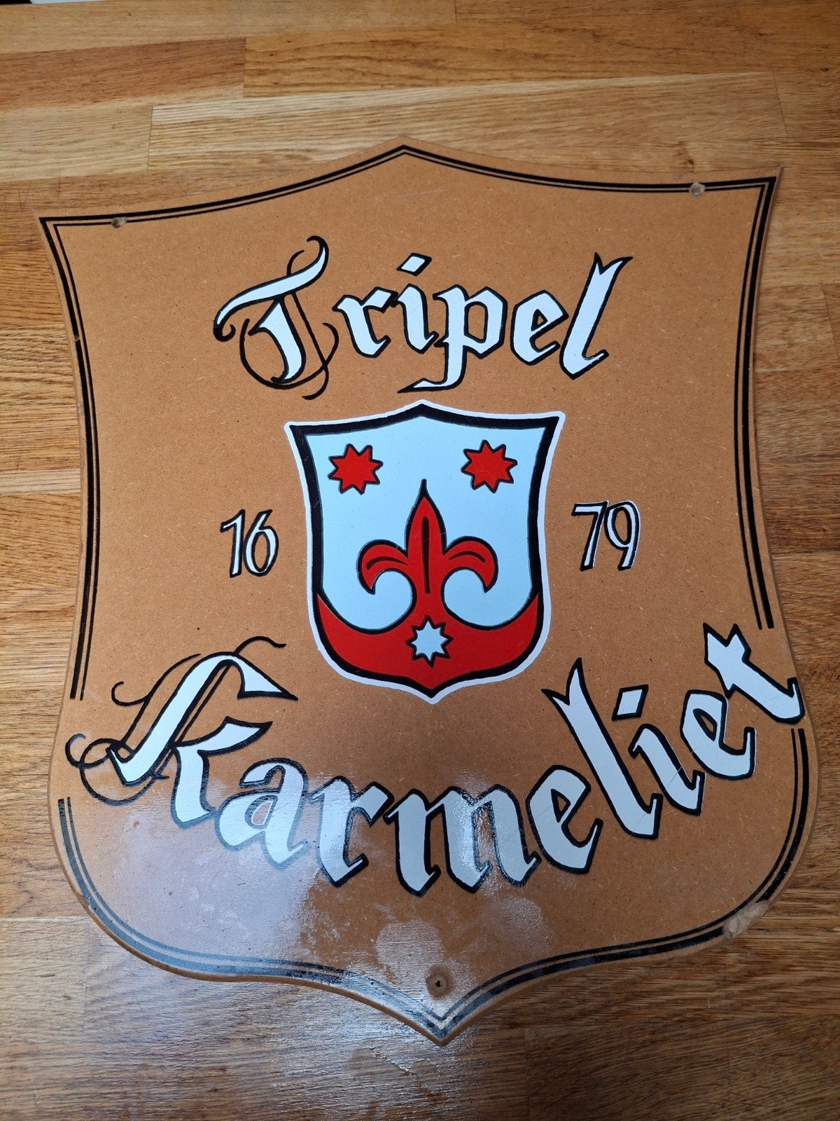 triple karmeliet bord in hout, Verzamelen, Biermerken, Ophalen of Verzenden