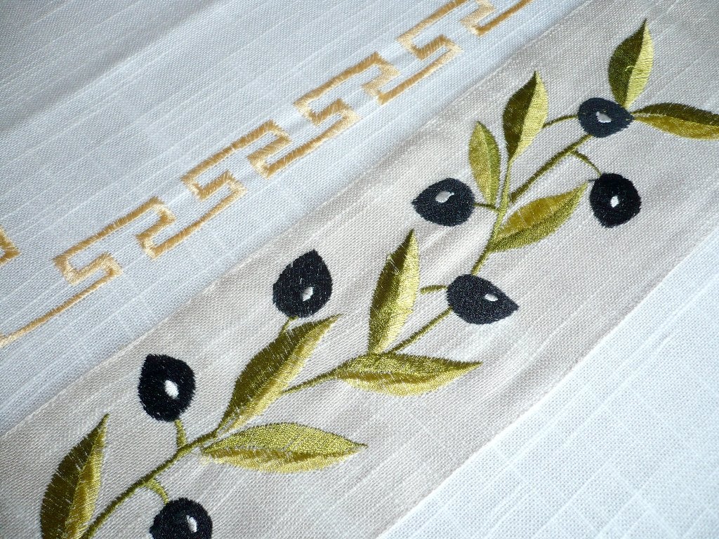 Nappe Crétoise artisanale en lin, Maison & Meubles, Nappes, Neuf, Rectangle, Nappe, Blanc, Lin, Enlèvement ou Envoi