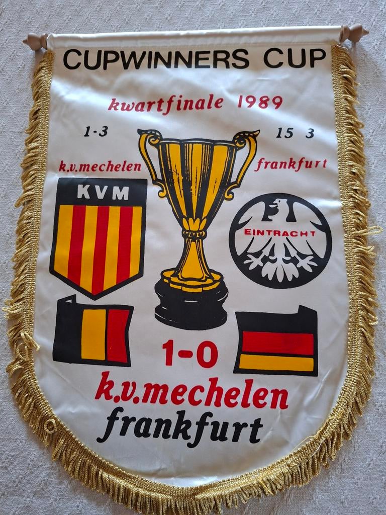 K1/4finale cupwinners cup 1989  KV MECHELEN-  FRANKFURT, Diversen, Ophalen of Verzenden