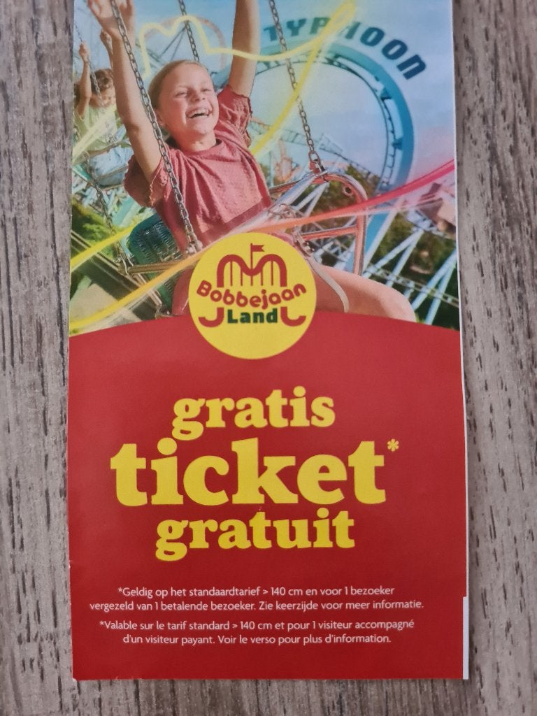 1 Place Bobbejaanland., Tickets en Kaartjes, Eén persoon, Arrangement, Overige typen