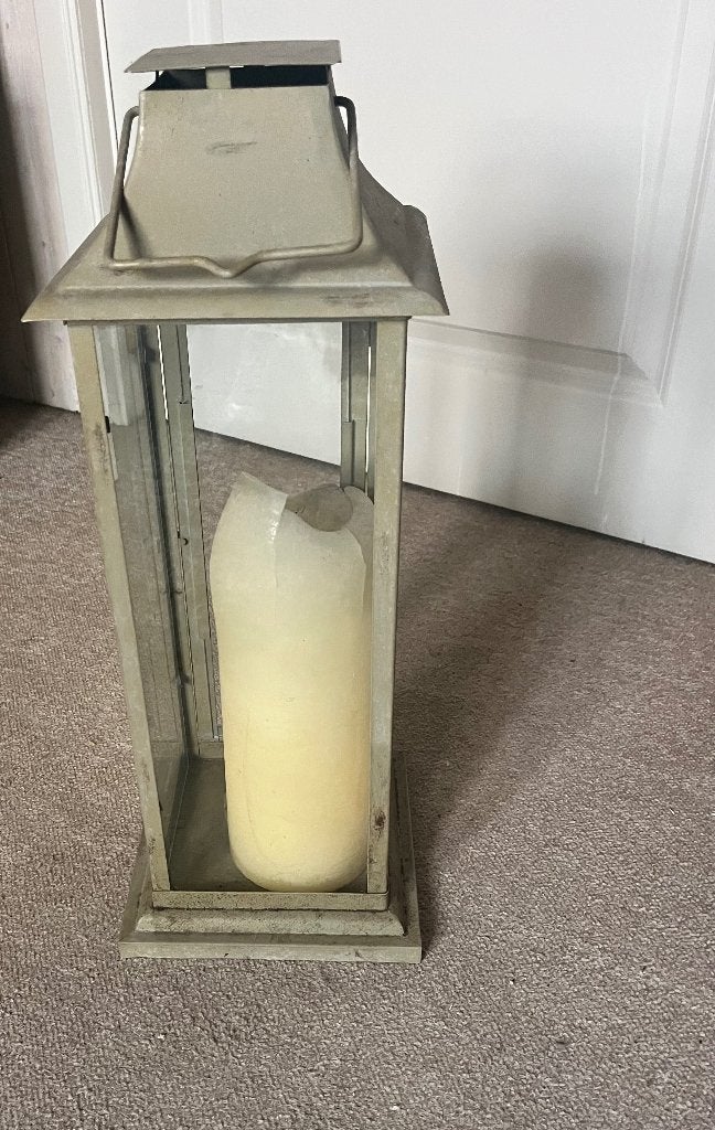 Decoratie, Ophalen, Windlicht, Gebruikt, Beige
