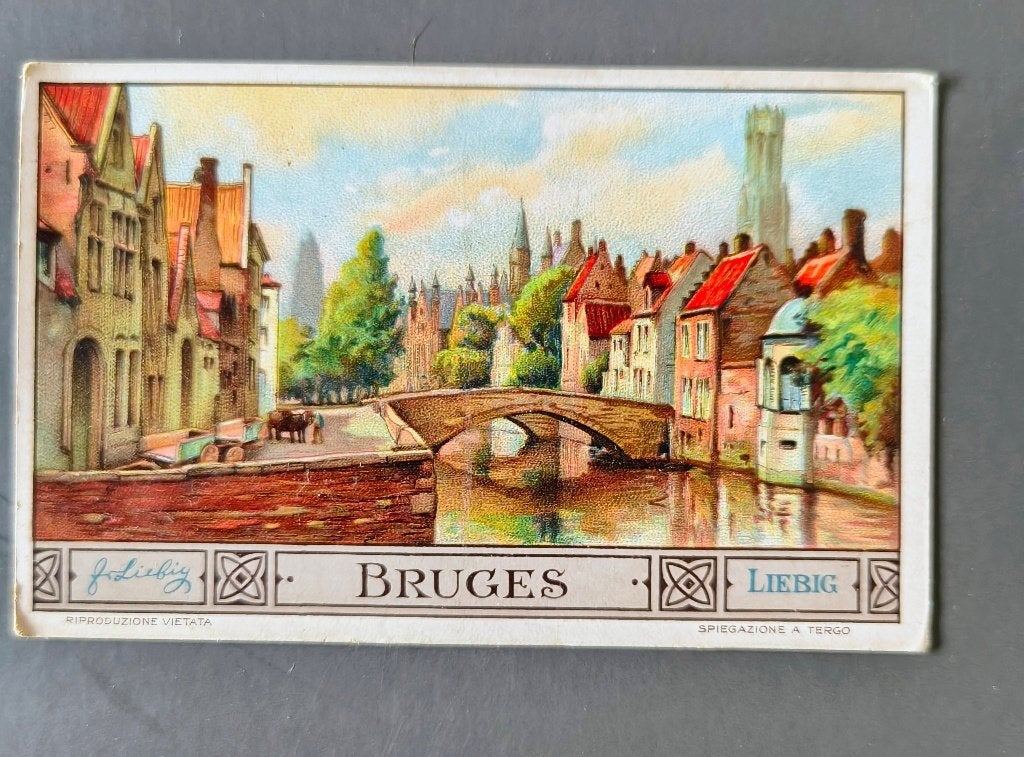 Liebig Verzamelkaart Brugge (België) – Italiaanse editie, Ophalen of Verzenden, Gebruikt, Overige onderwerpen, Prent